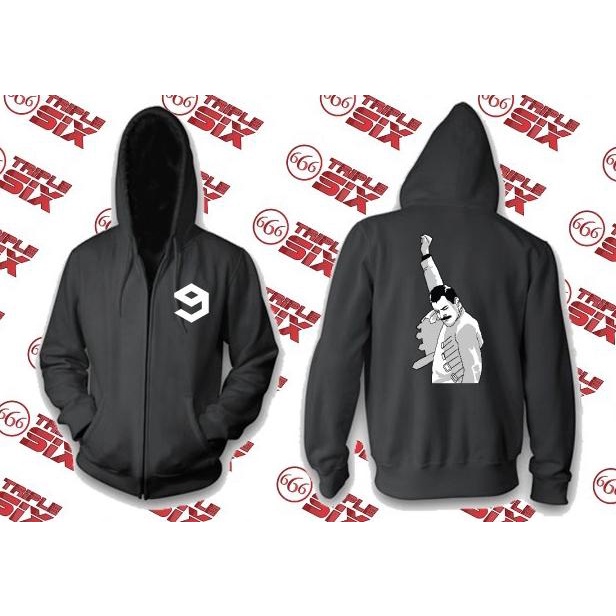 Jacket Meme 9gag Queen Freddy Mercury Sweater Hoodie Pria Bahan Fleece Sablon Polyflex Zipper Reslet