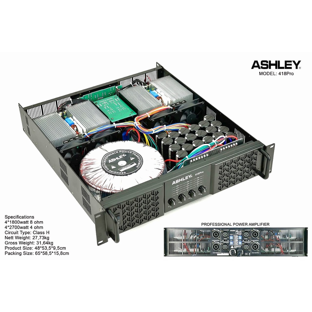 Power Amplifier 4 channel Ashley 418Pro 4x1800 Watt Class H Original