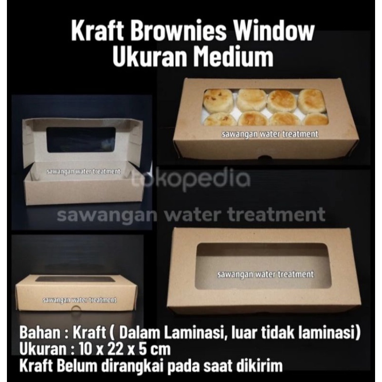 

Kraft brownies window laminasi uk M / Dus brownies medium / dus snack