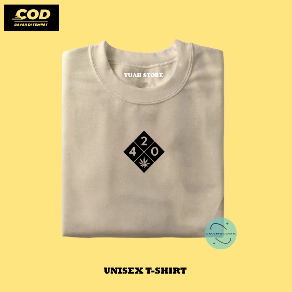 T-Shirt Pria / Baju Kaos / Lengan Pendek / Kaos Distro Logo 420 KOTAK BIG BLACK
