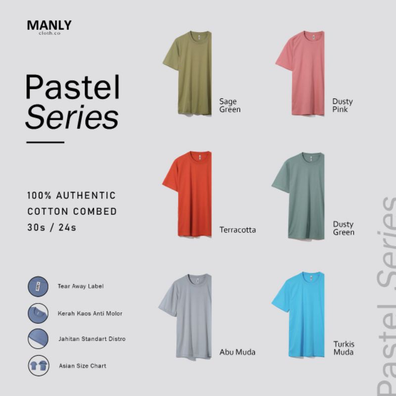 (PASTEL SERIES) Kaos Polos Cotton Combed 30S