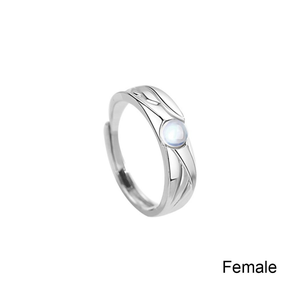 Timekey Fashion Retro Berwarna Glasir Moonstone Pasangan Cincin Malaikat Dan Setan Hitam Putih Pasangan Cincin Yang Dapat Disesuaikan Perhiasan Hadiah F7M6