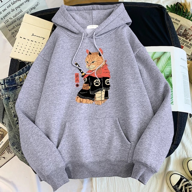 Jumper Hoodie the Cat Samurai II  Sweater Hoodie Trendy II Sweter Oblong Topi Size M - XL ( Pria &amp; Wanita / Anak &amp; Dewasa )