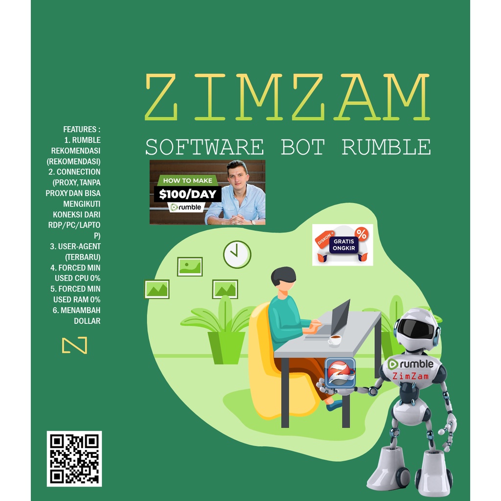 Jual Software ZimZam Bot Software untuk RUMBLE views
