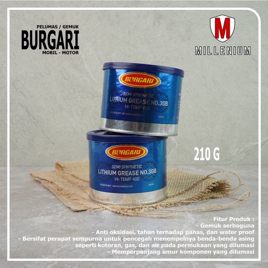 GEMUK SEMI SYNTHETIC HI-TEMP 400 EP - BURGARI LITHIUM BLUE GREASE 210G