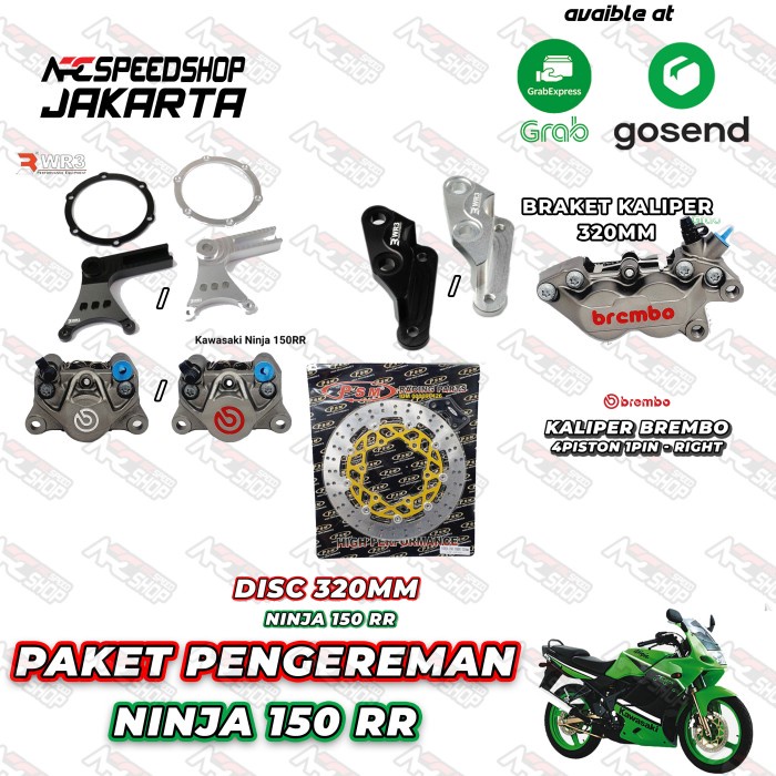 Paket Rem Ninja 150Rr Brembo 4P & 2P - Breket Kaliper Wr3 - Disc #Original
