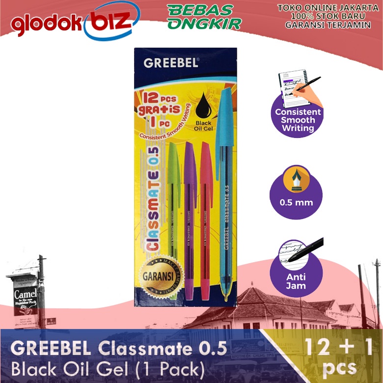 

Pulpen GREEBEL Classmate 0.5mm Transparan Tinta Hitam 1 Pack isi 3 pcs