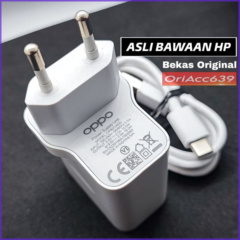 Charger Oppo A54 A92 A53 A52 Reno 4f Usb Type C Fast Charging 18 Watt Bawaan Hp