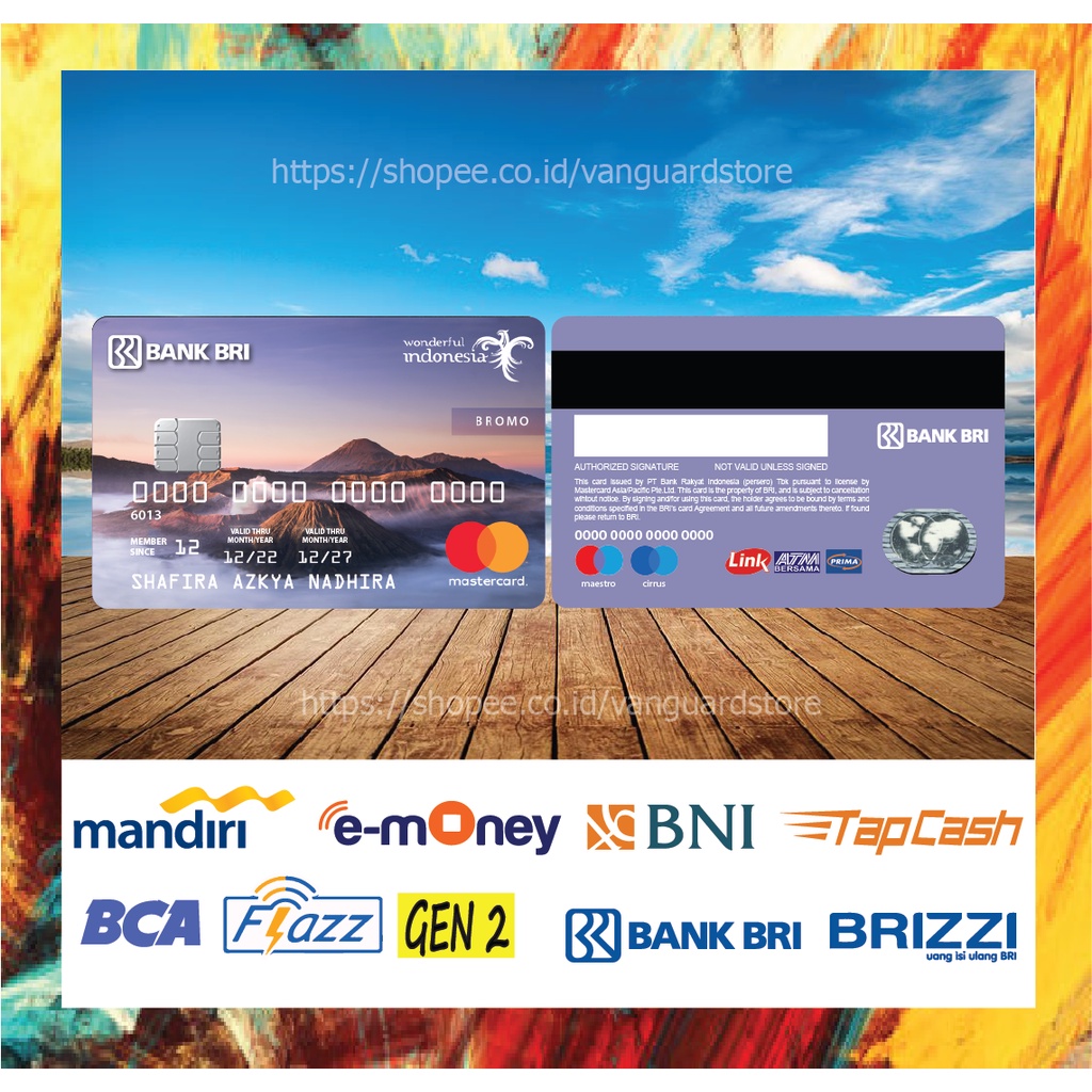 KARTU E MONEY E TOLL KARTU WONDERFUL INDONESIA MASTERCARD DEBIT CREDIT EMONEY MANDIRI FLAZZ BCA BNI TAPCASH BRIZZI BRI - 2 SISI