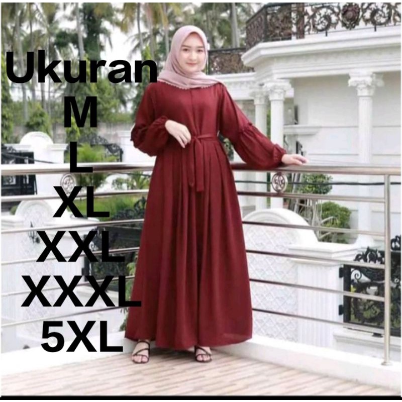 Gamis Larisa Rempel Tangan Ballon ~ Zaput Maxi  Aespa Maxi // Gamis Wanita Terlaris