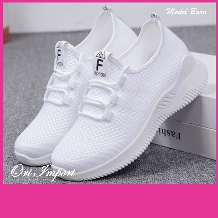 Sepatu Sport Putih Olahraga Senam Wanita Sneakers Sneaker Snakers Snaker Sneker Snekers Cewek Peremp