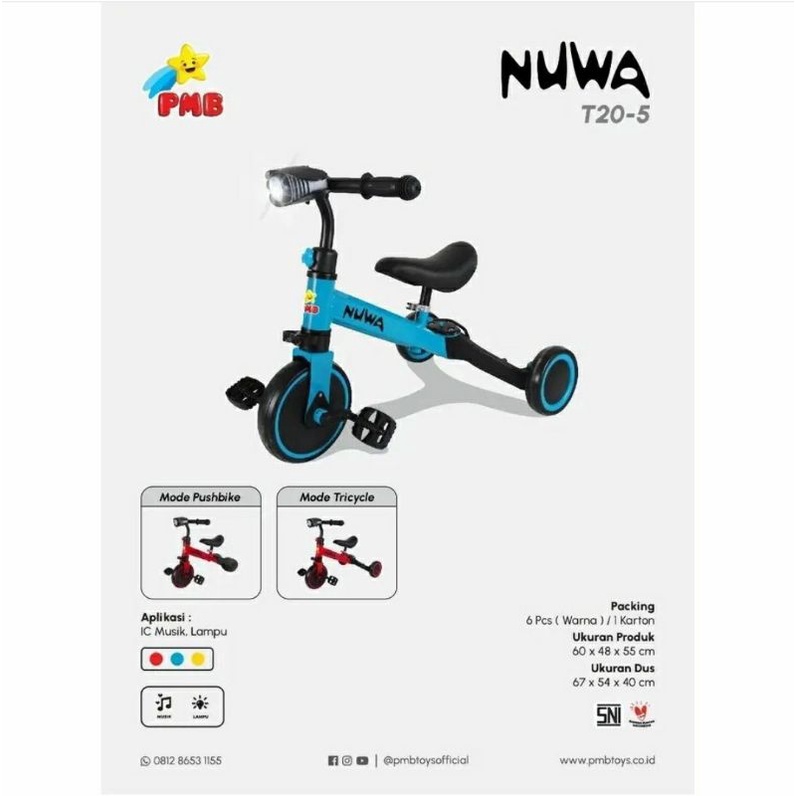 sepeda tiga roda pushbike / balance bike pmb nuwa t20-5