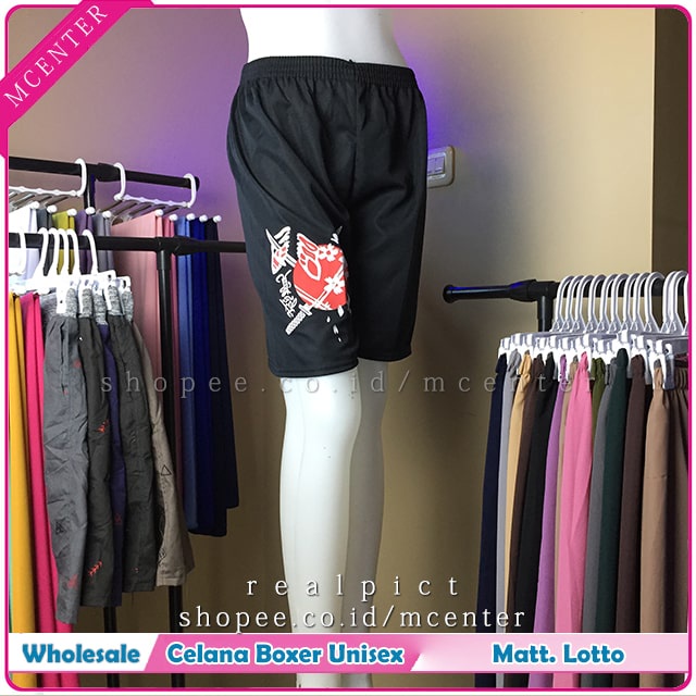 Paket isi 4 pcs Boxer Unisex Matt Lotto Hitam 4 Motif