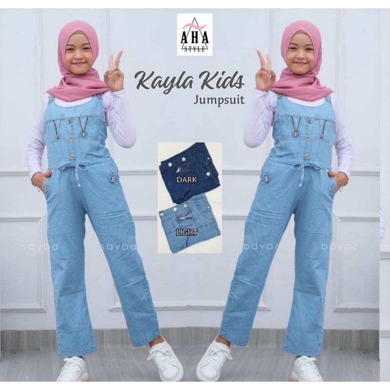 Overall Anak Jeans Perempuan Usia 8 sampai 11 tahun Jumpsuit Jins Remaja Baju Celana Kodok Kids