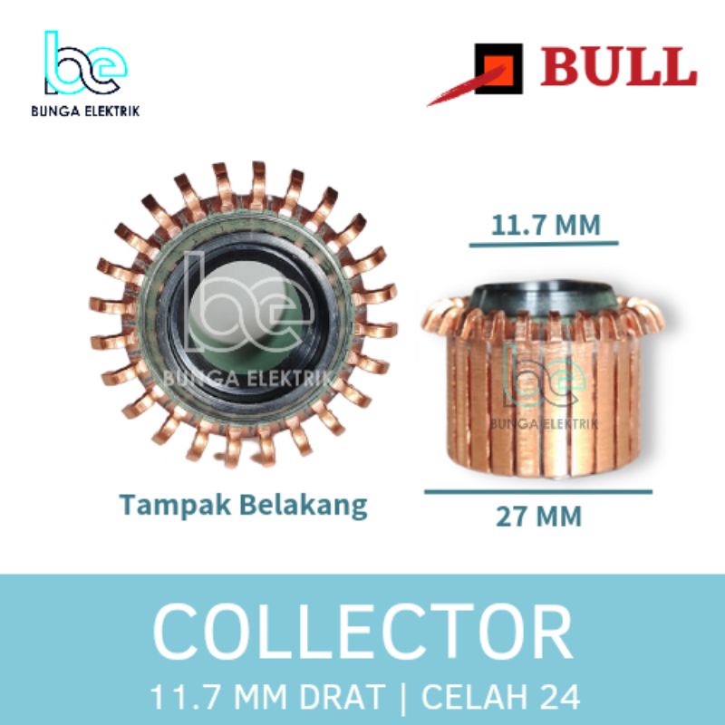 BULL COLLECTOR CIRCULAR 5800 AS 11.7 MM / 12 MM CELAH 24 KOLEKTOR ARMATURE COMMUTATOR KOLEKTOR ANGKER MESIN GERGAJI