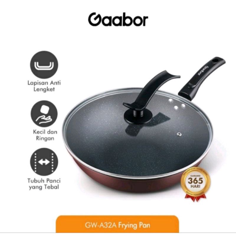 Teflon Promo Gaabor Teflon Non-Stick Wokpan Anti Lengket Wajan Penggorengan 32 cm / GW-A32A