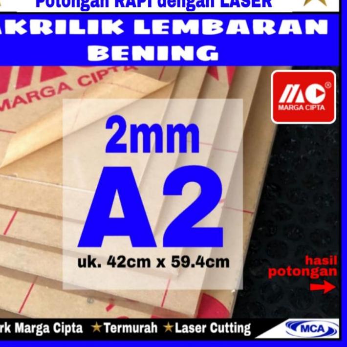 LIL231 AKRILIK lembaran 2mm A2 / Akrilik bening / Marga cipta / Acrylic ===
