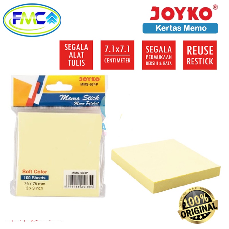 Memo Stick Joyko Sticky Notes Sticky Note Pastel Kertas Memo Polos Catatan Kertas Tempel