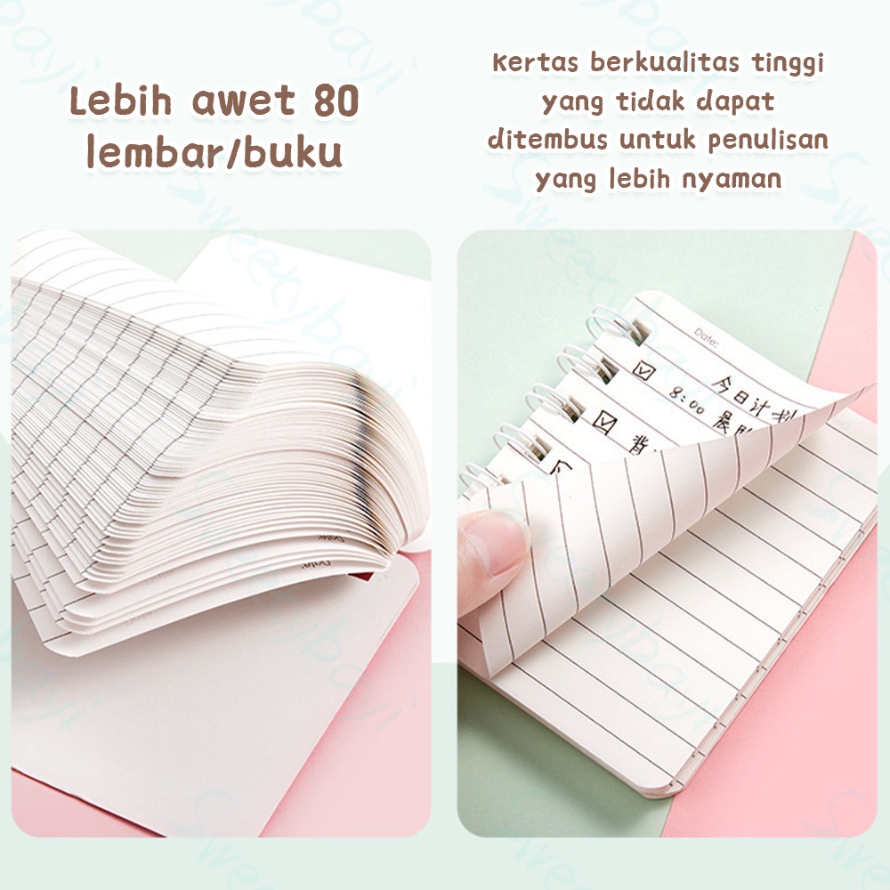 SweetyBayi Buku catatan kartun Notebook ring motif Buku catatan ring Memo ring A7