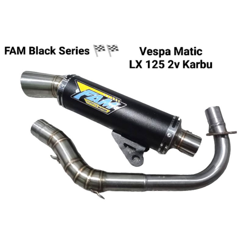 Knalpot Vespa Matic LX 125 2V Karbu Inlet 38 Black Series