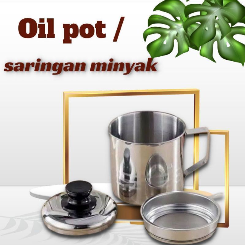 Oil Pot Penyaring Minyak Wadah Saringan Minyak Sisa Stainless Steel 1200ml 1,2l