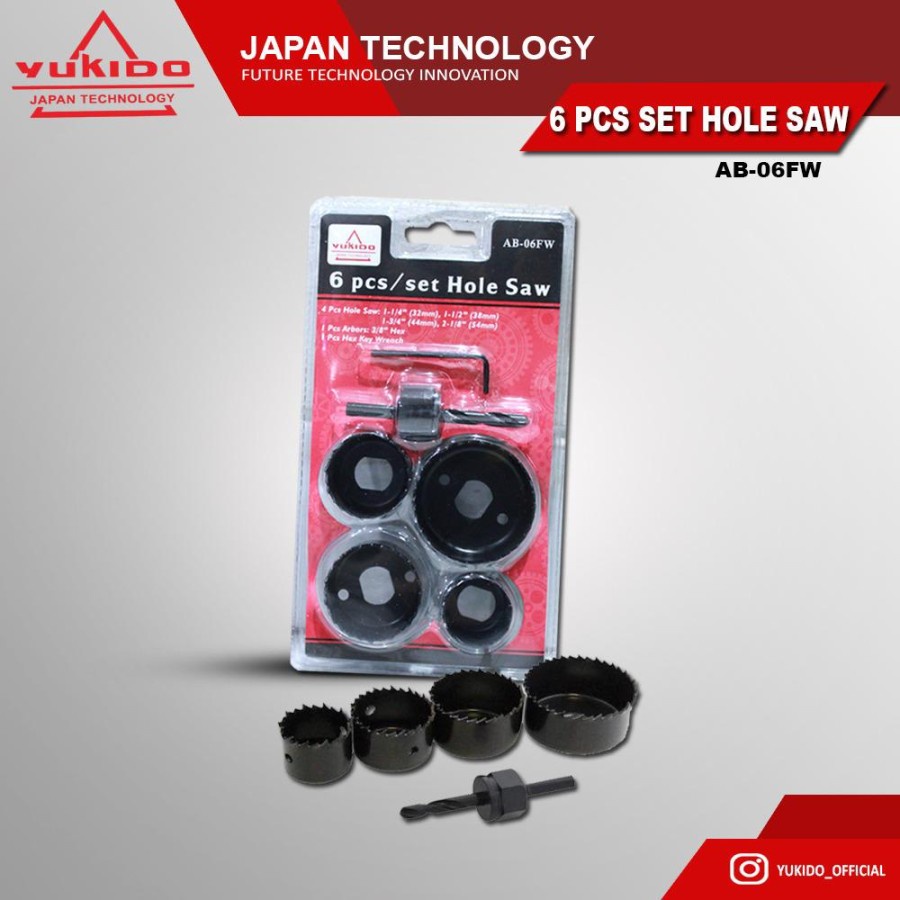 Holesaw Kit Hole Saw Kit Mata Bor Kayu Set 6pcs Benz PROMO Pelubang Kayu Kayu PIPA PARALON PVC GYPSUM ACRYLIC Hidroponik