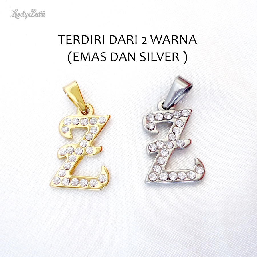 Liontin Titanium Anti Karat Tanpa Kalung Leontin Huruf Alphabet Abjad Inisial Z Klasik - Lovelybutik