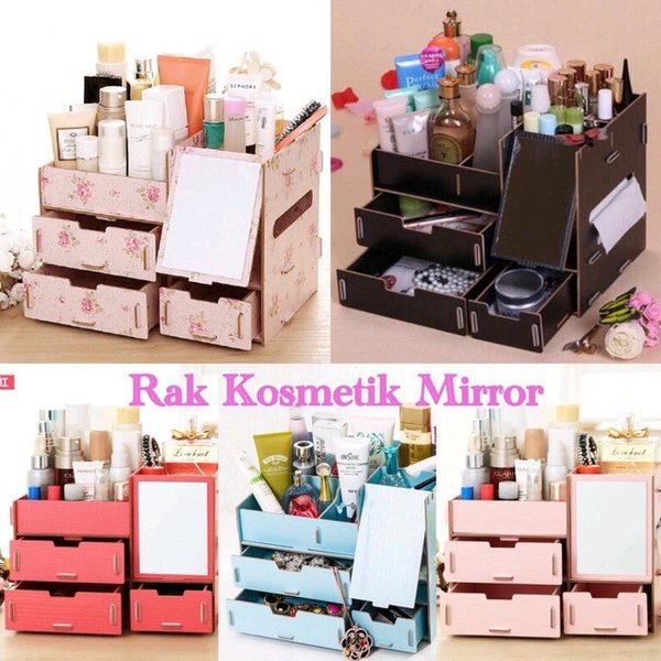 ✨LACIKOSME✨ RAK KOSMETIK CERMIN BAHAN KAYU | RAK KOSMETIK MINI - COSMETIC STORAGE