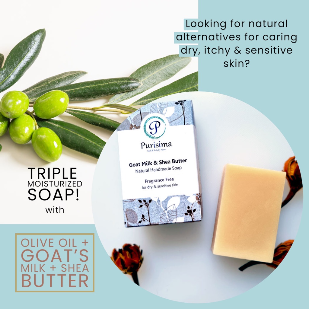 Purisima Unscented Goat Milk Handmade Soap Sabun Mandi 100% Natural Susu Kambing & Shea Butter Bebas