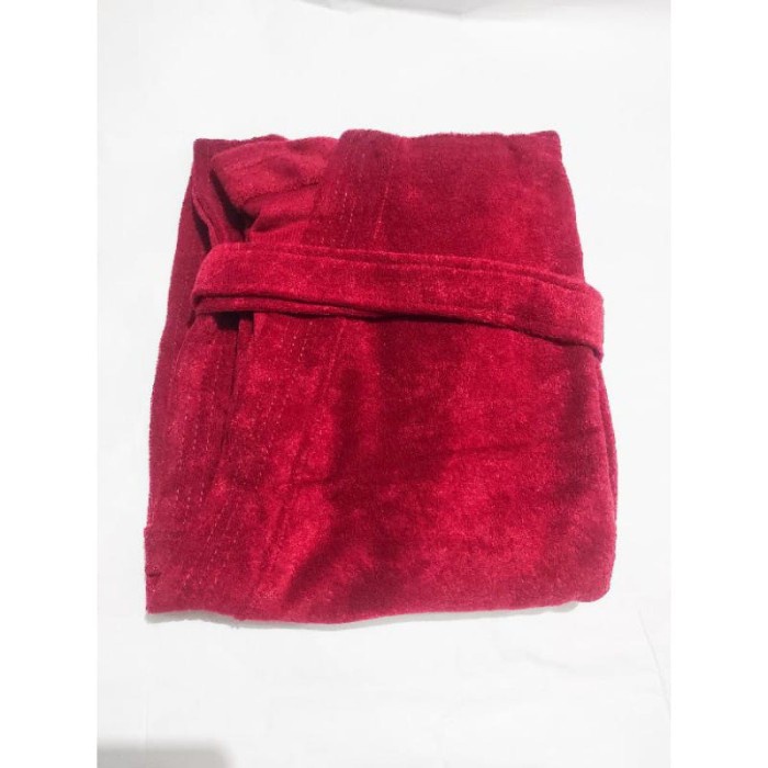 Jaket Wanita Kimono Handuk Baju Couple Pengantin Pasangan Jubah Mandi Bathrobe - Maroon, L import Gr