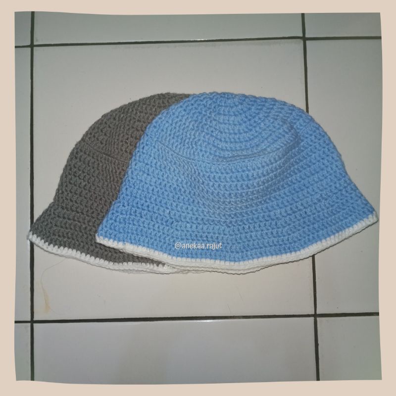 [PRE ORDER] Bucket Hat Crochet / Topi Rajut Dewasa / Crochet Bucket Hat Korean