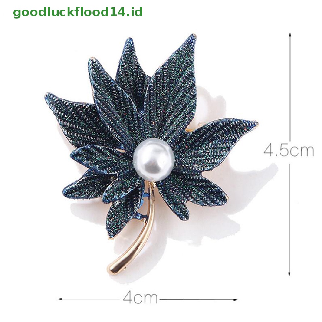 [GOOGFOUR] Mode Double-layer Maple Leaves Bros Mutiara Syal Topi Pin Pernyataan Perhiasan [TOP]