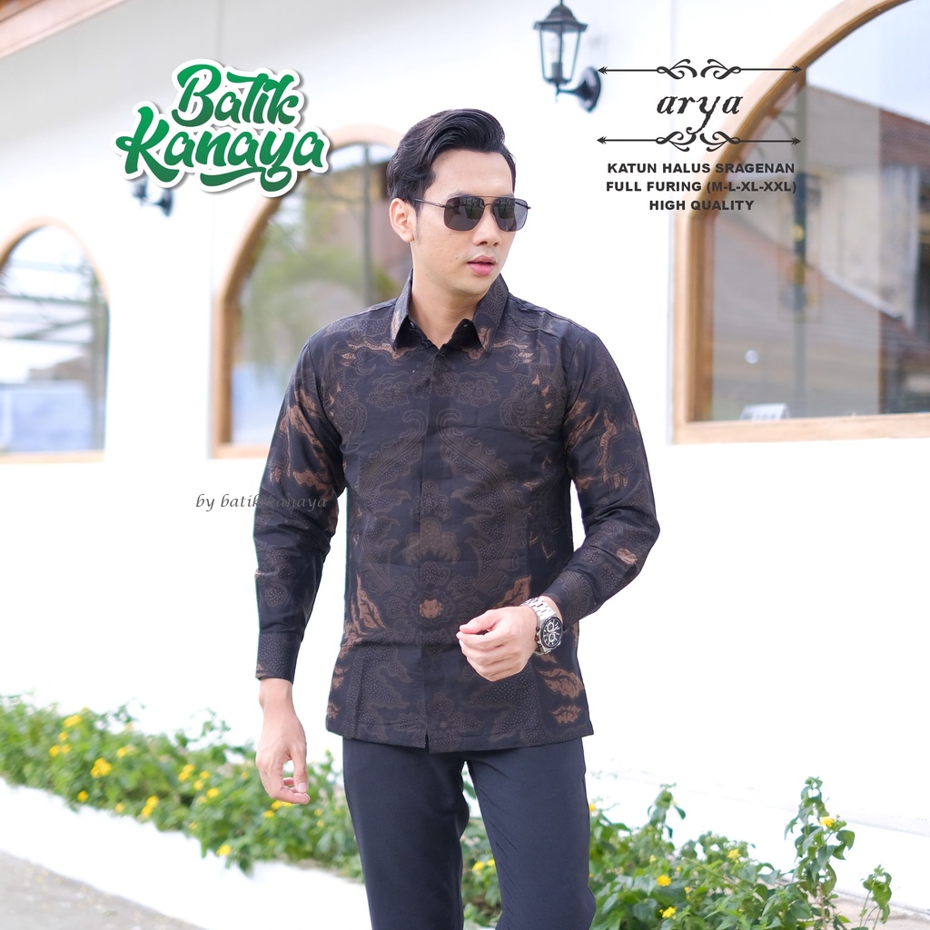 Kanaya - ARYA Kemeja Batik Pria Lengan Panjang Full Furing Bahan Katun Sragenan