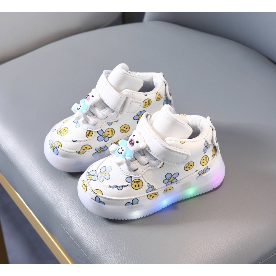 babyfit BEAR DOLL sepatu sneakers anak perempuan lampu led kids shoes import gs-0515r