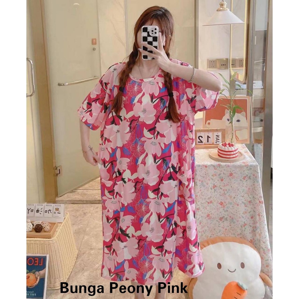 Piyama Daster Jumbo Flower Bunga Big Size