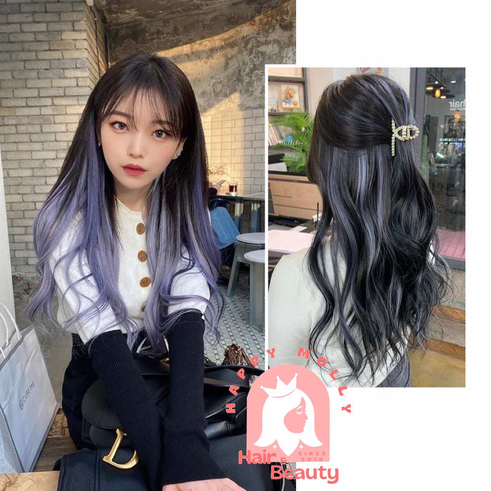 Hair Clip Extension Curly - Highlight Rambut Sambung Palsu - Fashion Wanita Korea - Headpiece Warna Warni W8156 ( Group )