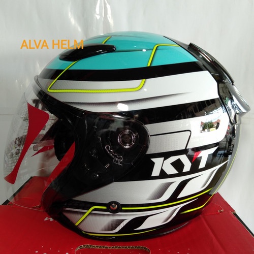 Helm KYT DJ Maru Motif #13 Black White Blue