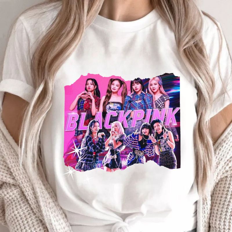 Kaus Kpop Baju Blackpink Ot4 Jisoo Rose Jennie Lisa Tshirt Fashion Outfit Unisex Cowo Cwe Hitam Puti