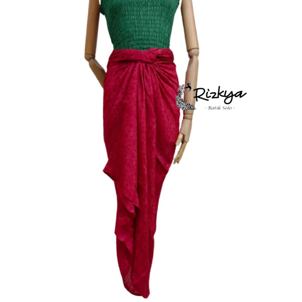 Rizkya Batik Rok Lilit Batik Viscose Rok Pesta - Merah