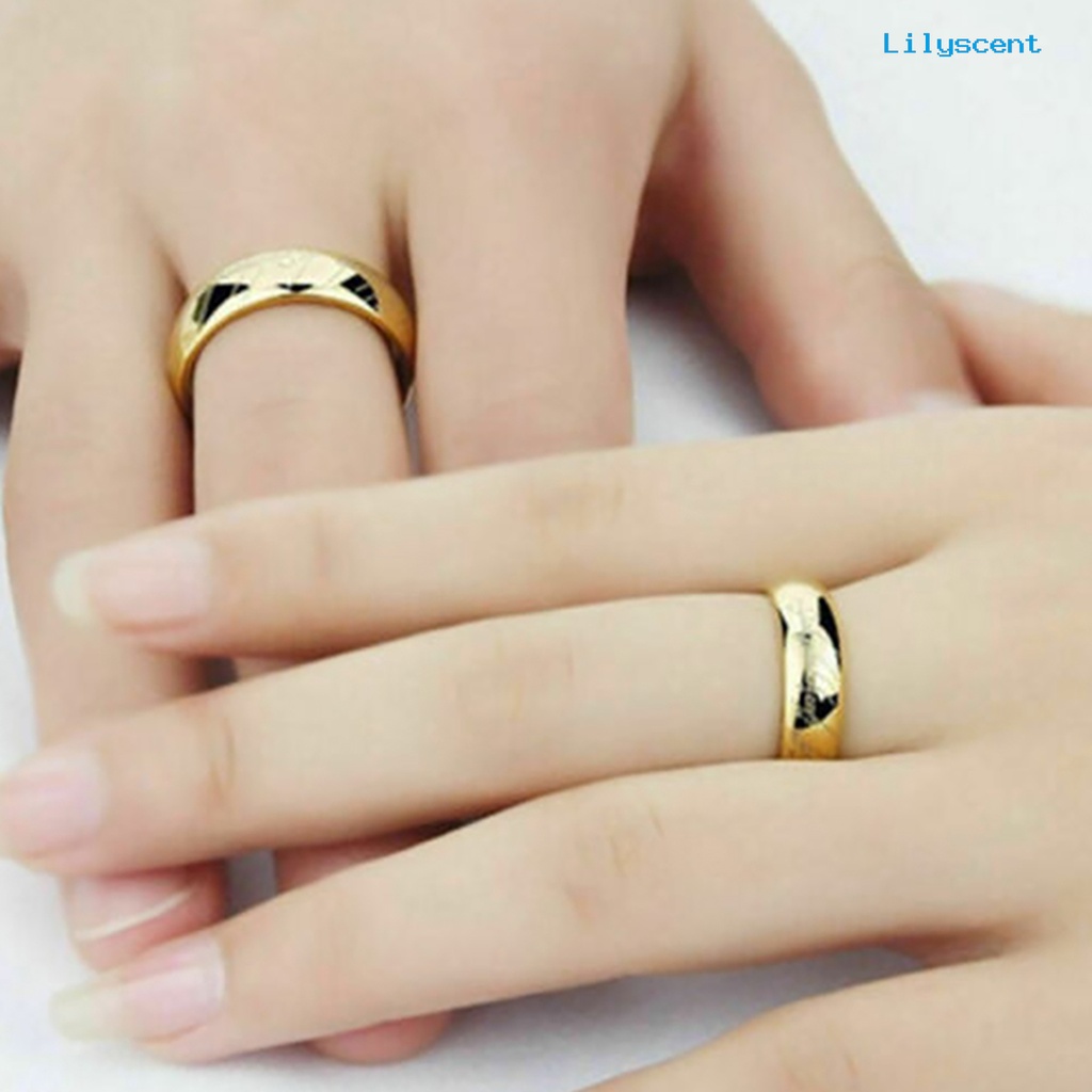 [LS] Cincin Kawin Motif Huruf Hias Bahan Titanium Steel Pria Dan Wanita Band Finger Ring Untuk Pesta