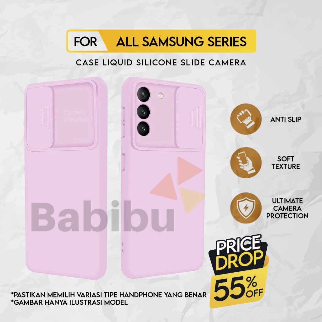 Soft Case Samsung A72 M62 J2 J5 J7 Prime J4 J6 Plus Liquid Silicone Slide Camera