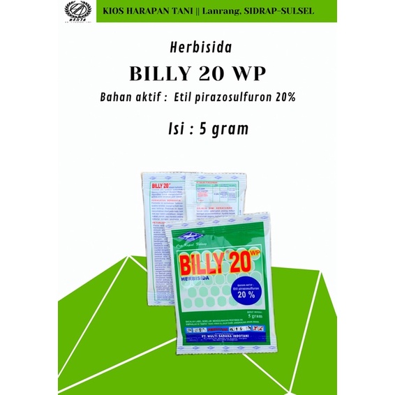 (Herbisida/Racun Biji Rumput) BILLY 20 WP 5 gram