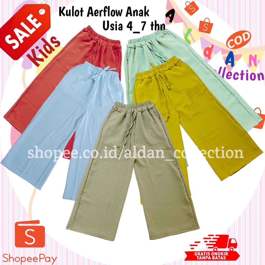 KULOT CRINKLE AERFLOW ANAK PEREMPUAN USIA 8--16 TAHUN / Kulot Crinkle Anak Perempuan / Celana Crinkle Anak / Celana Anak Perempuan