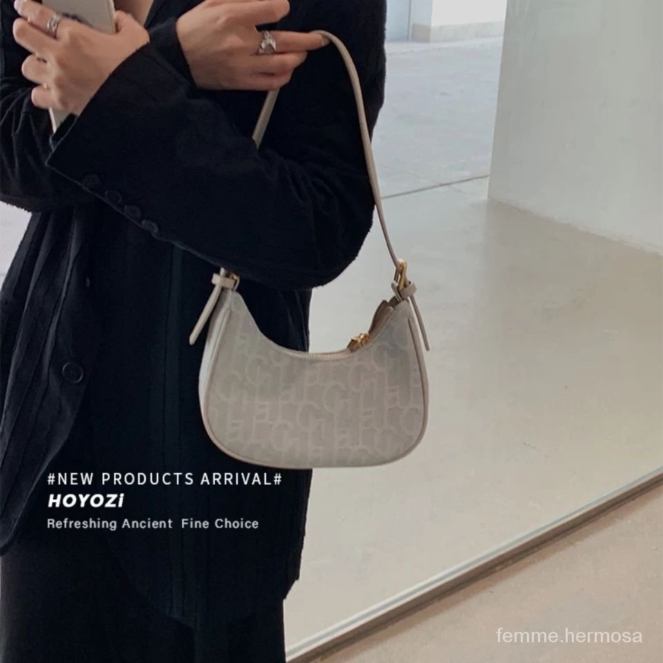 PU niche vintage kanvas baguette tas ketiak perempuan musim gugur musim panas 2023 tas bahu baru-4