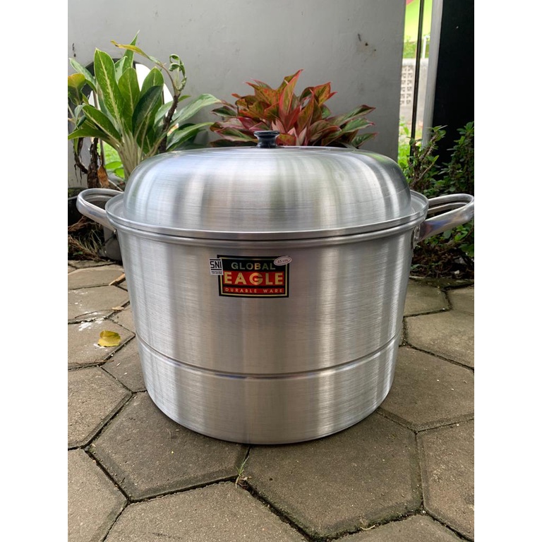Panci Serbaguna Dandang Kukus 20 Liter SuperJumbo ukuran 45 CM Alumunium Global Eagle Super Tebal  / Panci Kukus Besar Global Eagle