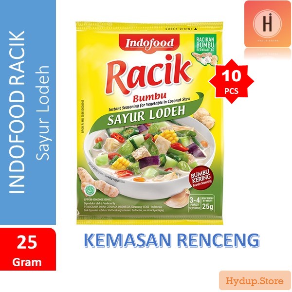 

Indofood Racik Sayur Lodeh Kemasan Renceng isi 10 Pcs Kemasan 25Gr