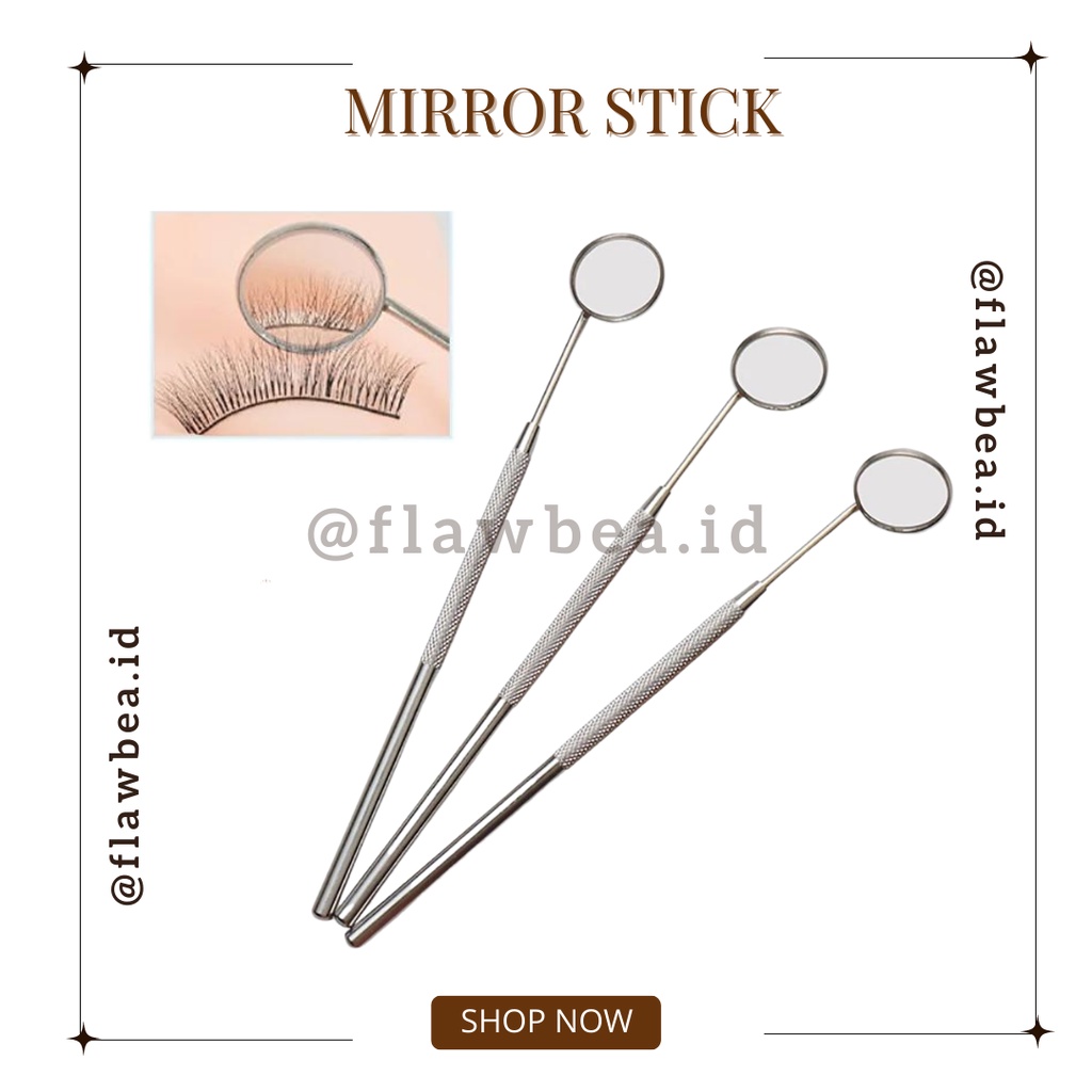 FLAWBEA.ID - Stick Mirror / Cermin Pembersih Bulu Mata Bahan Stainless Steel / Kaca Cermin Alat Kore