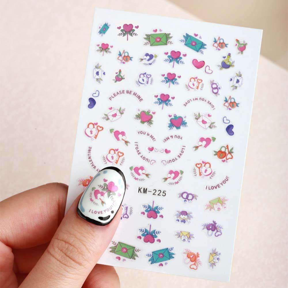 AUGUSTINA Agustina Stiker Kuku Hati Wanita Valentine Day Nail Art Love Heart Ikatan Simpul Nail Art Dekorasi