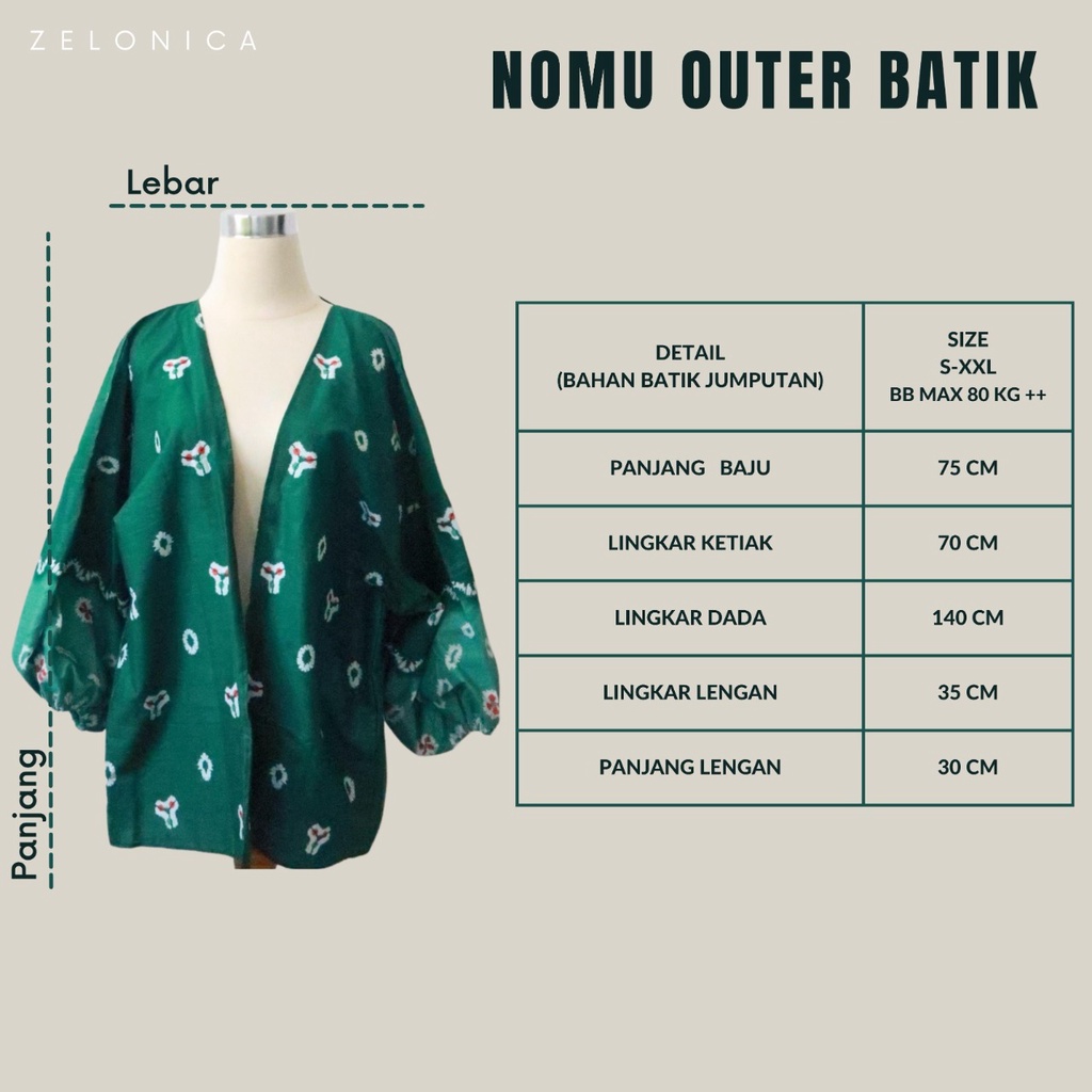 Zelonica Nomu Outer Batik Bahan Rayon Import