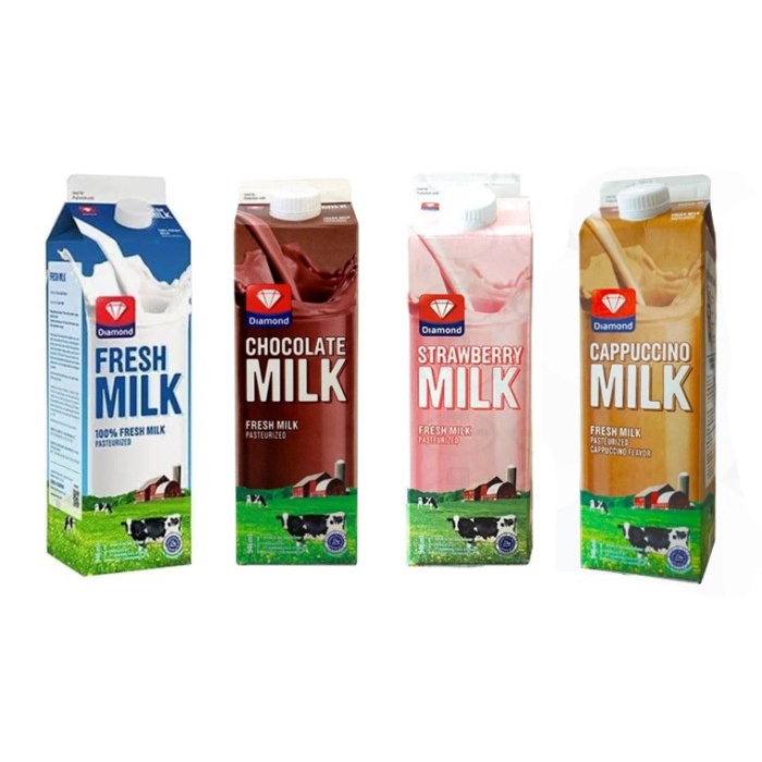 Susu segar coklat strawberry stroberi cappucino skim Diamond Diamondmilk fresh milk cair 946 ml